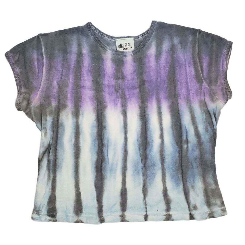 Vintage Girl Rebel Tie Dye Midriff Top BabyTee size M 90s Vtg Y2k